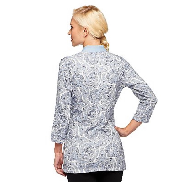 Liz Claiborne New York 3/4 Sleeve Paisley Print Knit Tunic NWT 2X Yellow A239002 - Picture 2 of 12